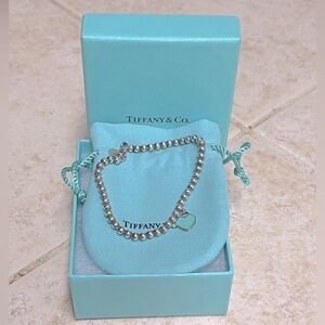 Tiffany & Co. blue enamel return to Tiffany Heart Bracelet (7 inches)